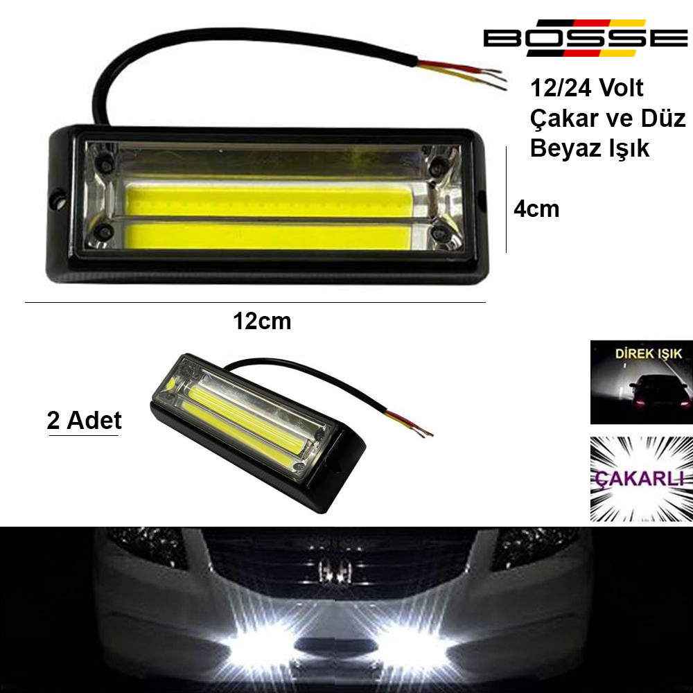 Panjur Arası Çakar Led Off Road Çakar Lamba 2 adet Düz ve Çakar Beyaz 12 24 Volt MD2