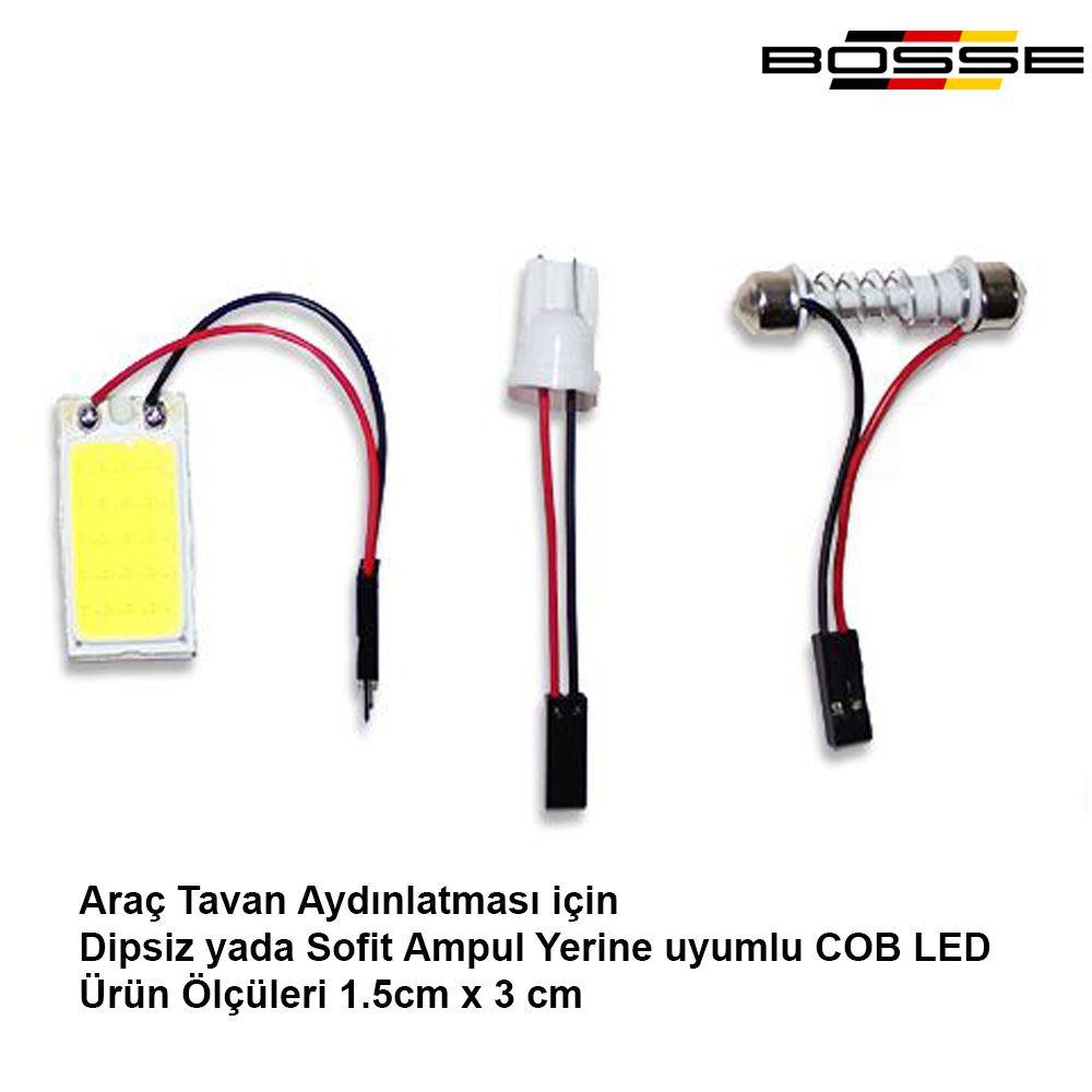 Oto tavan Led lamba Sofit ve Dipsiz için Dikdörtgen COB LED 12V BEYAZ