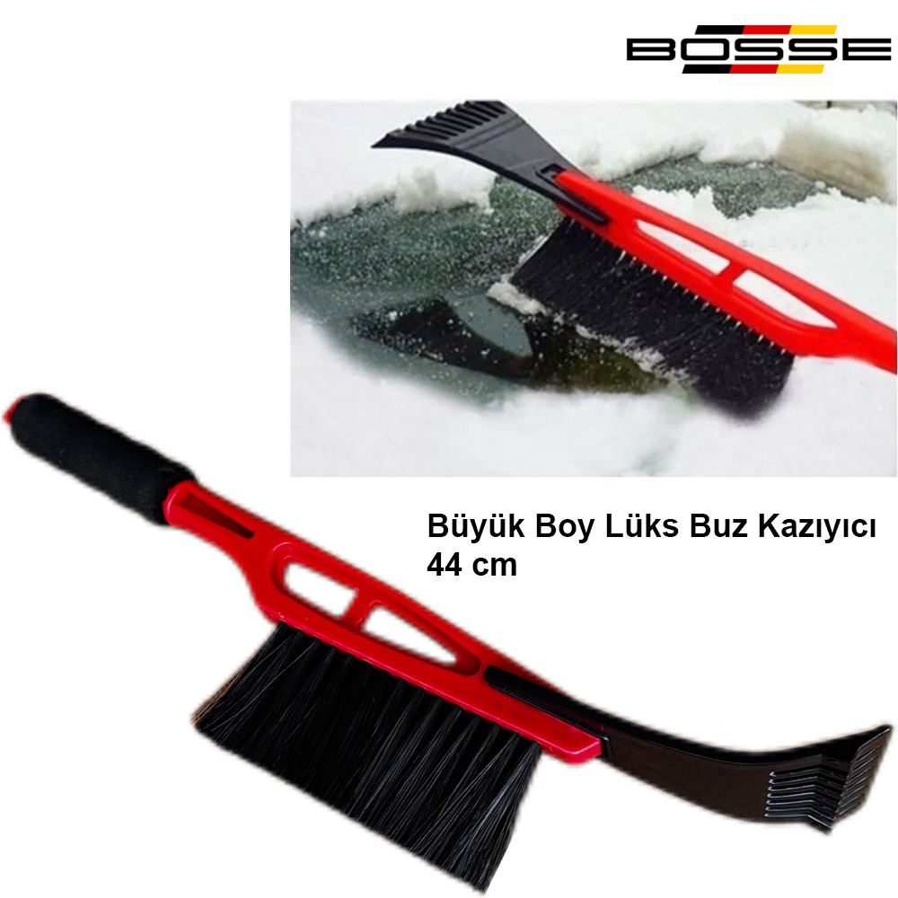 Oto Buz Kazıyıcı Fırçalı Lüks Kar Temizleme Fırçası Büyük Boy 44 cm