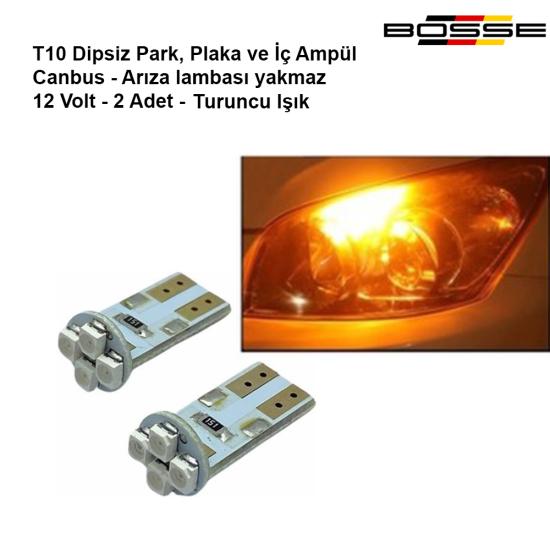 Park Ampülü Plaka ve İç Tavan Ampul T10 Dipsiz Turuncu Canbus 12 Volt BOSSE FORZA Serisi 2li