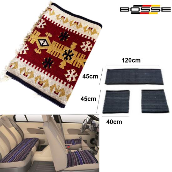 Oto Koltuk Minderi Terletmez Kilim Minder Ön Arka Set Lüks Kalın Bej MDL11